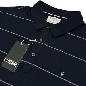 NWT Linksoul Men's Micro Stripe Yarn Dyed Polo Shirt Navy XL